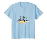 Gods Masterpiece Child of God Inspirational Faith Citation T-Shirt, Enfant, Bleu Céleste, 10 Ans