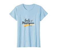 Gods Masterpiece Child of God Inspirational Faith Citation T-Shirt, Femme, Bleu Céleste, XS