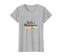 Gods Masterpiece Child of God Inspirational Faith Citation T-Shirt, Femme, Gris Chiné, S