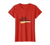 Gods Masterpiece Child of God Inspirational Faith Citation T-Shirt, Femme, Rouge, S