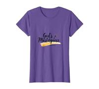 Gods Masterpiece Child of God Inspirational Faith Citation T-Shirt, Femme, Violet chiné, M