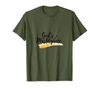 Gods Masterpiece Child of God Inspirational Faith Citation T-Shirt, Homme, Olive, S