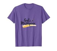 Gods Masterpiece Child of God Inspirational Faith Citation T-Shirt, Homme, Violet chiné, S