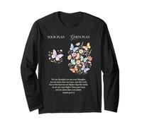 Gods Plan Christian Faith Papillon Floral Écriture Verse Manche Longue