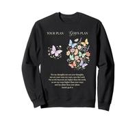 Gods Plan Christian Faith Papillon Floral Écriture Verse Sweatshirt