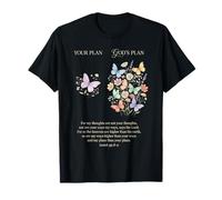 Gods Plan Christian Faith Papillon Floral Écriture Verse T-Shirt