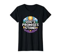 God's Promise Stands T-Shirt Graphique avec Valeur, Femme, Noir, S