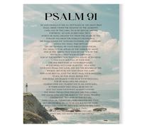 Gods Promises Poster Psalm 91 Scripture Wall Art Encouraging Bible Verse for Christian Home Office Nursery Door Decor(Unframed,12x18inch(30x45cm))