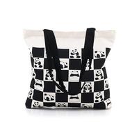GODWOODS Sac Cabas Femme Tendance - Sac à Main Canvas avec Fermeture Éclair pour Femmes, Sac Bandoulière Voyage avec Compartiments (Pandas Pixel)
