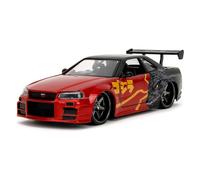 Godzilla 1:24 Nissan Skyline GT-R (R34) Véhicule En Métal Avec Figurine