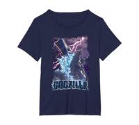 Godzilla Attack Ship Storm Purple Lightning T-Shirt, Femme Grandes Tailles, Bleu Marine, 2X