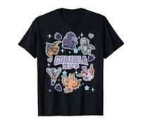Godzilla Chibi Kaiju Character Collage Hearts & Stars Movie T-Shirt