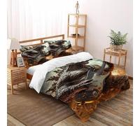 Godzilla Électrique Housse De Couette 3 Pièces 3D Motif Animal Theme Ensemble De Literie Microfibre pour Adulte Et Enfant avec Taies d'oreiller Super King（260x220cm）