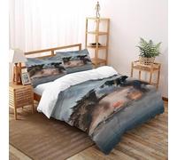 Godzilla King Kong 3D Imprimé Respirable Parure De Linge De Lit 3 Pièces Fonction En Microfibre De Polyester 2 Oreillers Zipper Closure Super King（260x220cm） Pour Adultes, Femmes Et Enfants