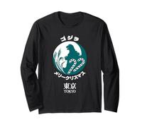 Godzilla Merry Christmas Tokyo Illustration Retro Movie Manche Longue