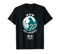Godzilla Merry Christmas Tokyo Illustration Retro Movie T-Shirt