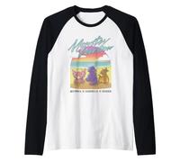 Godzilla Monster Island Friends Cute Chibi Retro Beach Kaiju Manche Raglan