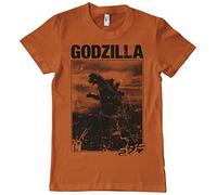 Godzilla Officiellement sous Licence Vintage Hommes T-Shirt (Orange brûlé), Small
