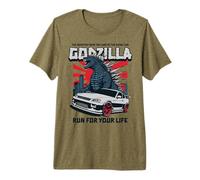 Godzilla - Run for Your Life Car T-Shirt Haut de Gamme