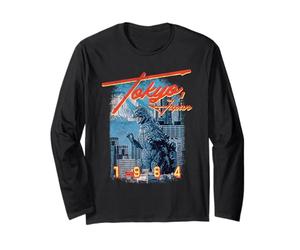 Godzilla Visit Tokyo 1984 Vintage Tourism Souvenir Movie Manche Longue