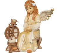 Goebel Dekofigur Engel Märchenhaftes Spinnrad, Himmelsboten, Steingut, Champagner, 36.5 cm, 41656071