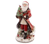 Goebel Figur Santa mit Baum Rot, Fitz & Floyd Christmas Collection, Steingut, Bunt, 50 cm, 51001521