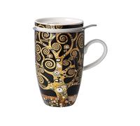 Goebel Gustav Klimt Tasse à thé en porcelaine avec couvercle et passoire 450 ml Motif arbre de vie