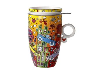 Goebel James Rizzi James Rizzi - Not Getting Around the Traffic - Tasse à thé avec couvercle et passoire