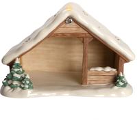Goebel Krippe Krippenstall mit Schnee, Weihnachtsdeko, Steingut, Bunt, 24 cm, 41661041