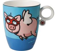 Goebel Künstlertasse Ed Eck - When Pigs Fly, Fine Bone China, Bunt, 400 ml, 67200181