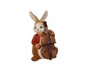 Goebel Statuette de Lapin Joyeux Bassiste, en faïence, Dimensions : 4,5 x 4 x 8 cm, 66-845-80-1