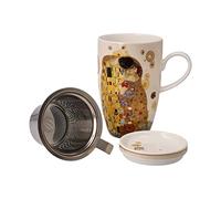 Goebel Tasse à thé avec couvercle et passoire à collectionner Gustav Klimt le Baiser, 11,5 x 8 x 14 cm, 0,45 l, 67-072-02-1