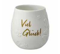 Goebel Windlicht Viel Glück!, Teelichthalter, Biskuit-Porzellan, Weiß, 10 cm, 23123391