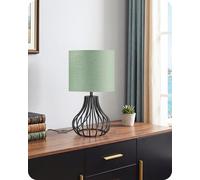 GOEBLESON Petit Lampe de Chevet, Lampe de Table moderne avec base de cage métallique et abat-jour en lin, 1 ampoule LED E27 4W inclus, pour chambre, salon, vert et Noir ZJ10TLD05