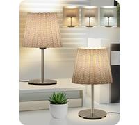 GOEBLESON Petite Lampe de Chevet Lot de 2, Abat-Jour Gris Avec Fil