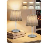 GOEBLESON Petite Lampe de Chevet Lot de 2, Abat-Jour Gris Avec Fil