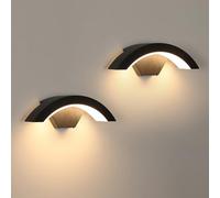 Goeco 2 Pack Applique Murale Extérieure, 24W IP65 Étanche Lampe Murale LED 3000K Lumière Chaude, Luminaire Mural Noir pour Cour, Jardin, Chambre, Salon, 29 x 10 CM