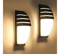 Goeco 2 Pack Applique Murale Extérieure LED, 12W 1300LM IP65 Étanche Lampe Murale 3000K Lumière Chaude, Luminaire Mural Noir pour Cour, Jardin, Chambre, Salon, 22.5CM x 8CM