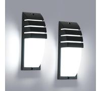 Goeco 2 Pack Applique Murale Extérieure LED, 12W 1300LM IP65 Étanche Lampe Murale 6500K Lumière Blanc Froid, Luminaire Mural Noir pour Cour, Jardin, Chambre, Salon, 22.5CM x 8CM