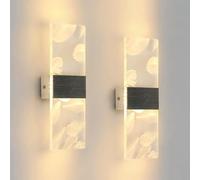 Goeco 2 Pack Applique Murale LED 12W, Moderne Lampe Murale Argent, Luminaire Mural Interieur en Acrylique pour Salon, Chambre, Escalier, Couloir, Blanc Chaud 3000K