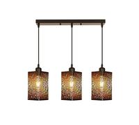 Goeco 3 Lustre Suspension Industrielle Design 3 Lampes, Luminaire Plafonnier Forme Feux d'artifice en Fer, E27 Lampe de Plafond Noir pour Salon Chambre Cuisine