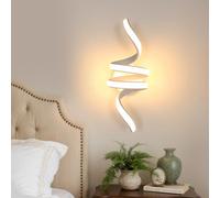 Goeco Applique Mural LED Intérieure, 24W 2700LM 35CM Lampe Murale en Spirale Lumière Chaude 3000K, Moderne Applique LED en acrylique pour Chambre à Coucher, Salon, Cuisine, Blanc