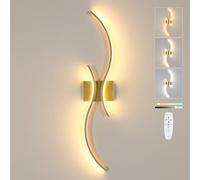 Goeco Applique Murale Dimmable Moderne, 32W 3600LM Or Lignes Lampe Murale avec Télécommande, 3000-6500K Luminaire Mural Intérieure en Aluminium pour Chambre Salon Escalier Couloir