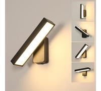 Goeco Applique Murale Exterieur/Intérieur, 17W Étanche IP65 3000K Applique Lumiere Noir Pivotante à 350°, Lampe Murale Moderne en Aluminium pour Jardin, Terrasse, Couloir, Salon