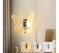Goeco Applique Murale Intérieur, 12W Lampe Murale LED Forme de Papillon en Acrylique, 3 Température de Couleur 3000/4500/6500K, Applique LED Moderne pour Salon, Chambre, Escalier, Couloir