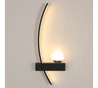 Goeco Applique Murale Interieur 55CM, 14W Moderne Lampe Murale LED Noir Design Incurvée, Lumière Blanc Chaud 3000K, Luminaire Mural pour Chambre, Salon, Couloir, Escalier