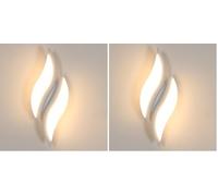 Goeco Applique Murale Interieur, Lampe LED Murale Moderne 12W, Appliques 3000K Lumière Blanche Chaude pour Chambre à Coucher, Salon (Lot de 2)