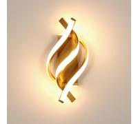 Goeco Applique Murale Intérieur LED Design Incurvée, 22W 3000K, Dorée
