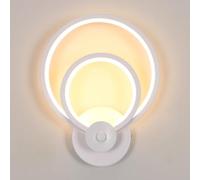 Goeco Applique Murale Interieur, Ronde Blanc Lampe Murale Moderne, 20W 2250LM Éclairage Luminaire Mural en Acrylique pour Chambre, Salon, Couloir, Escalier, Lumière Blanche Chaude 3000K