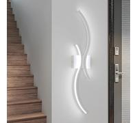 Goeco Applique Murale Intérieure 80 cm 27W 3000 lm Lampe Murale LED Moderne à Lumière Froide 6500K avec 2 Tubes en Acrylique Luminaire Mural Blanc pour Chambre à coucher Salon Escalier Cuisine